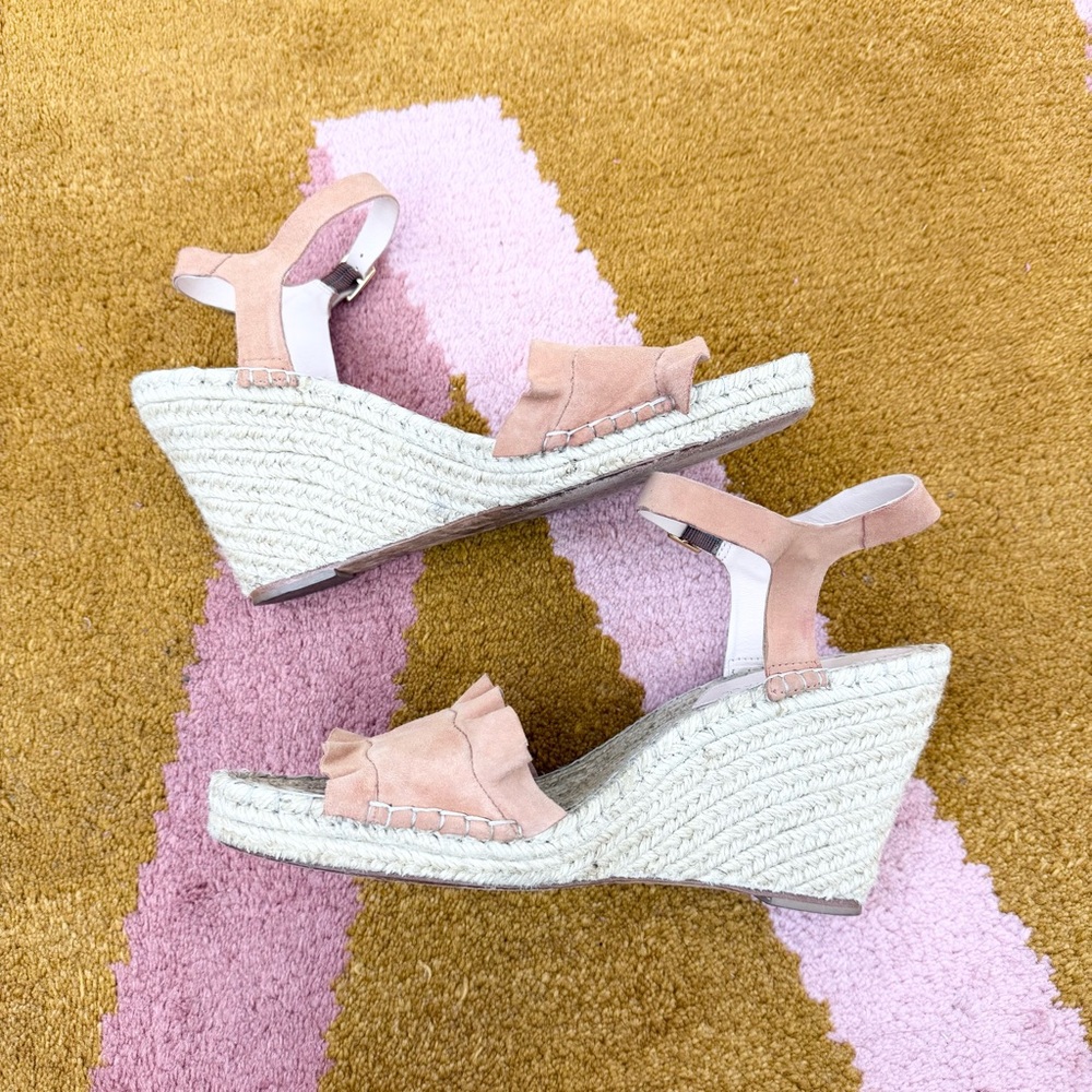 Loeffler Randall Gabby Melon Suede Espadrille Wedge Sandals Size 10 - Picture 6 of 7